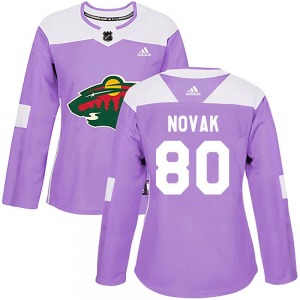 Authentic Adidas Women's Pavel Novak Purple Fights Cancer Practice Jersey - NHL Minnesota Wild