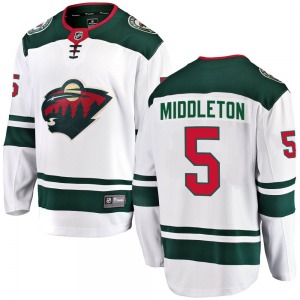 Breakaway Fanatics Branded Youth Jake Middleton White Away Jersey - NHL Minnesota Wild