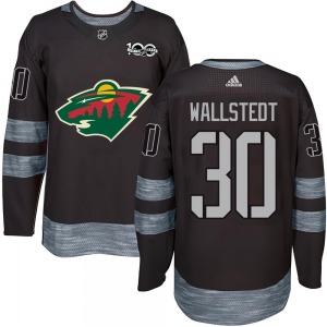 Authentic Adult Jesper Wallstedt Black 1917-2017 100th Anniversary Jersey - NHL Minnesota Wild
