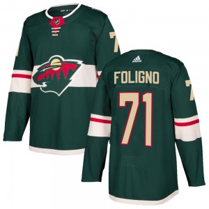 Authentic Adidas Youth Nick Foligno Green Home Jersey - NHL Minnesota Wild