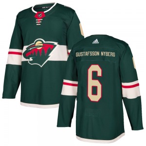 Authentic Adidas Youth Viking Gustafsson Nyberg Green Home Jersey - NHL Minnesota Wild