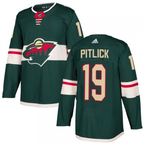 Authentic Adidas Youth Tyler Pitlick Green Home Jersey - NHL Minnesota Wild