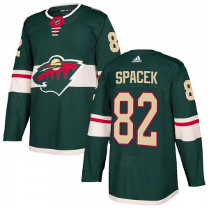 Authentic Adidas Youth David Spacek Green Home Jersey - NHL Minnesota Wild