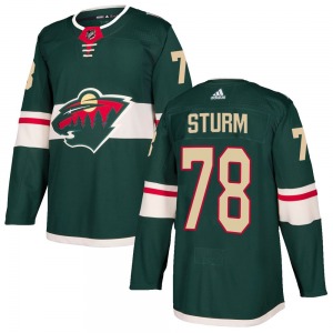 Authentic Adidas Youth Nico Sturm Green Home Jersey - NHL Minnesota Wild