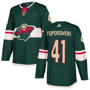 Authentic Adidas Youth Luke Toporowski Green Home Jersey - NHL Minnesota Wild