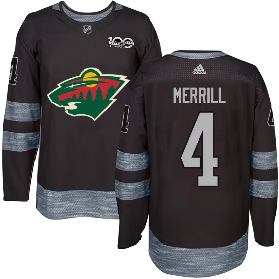 Authentic Youth Jon Merrill Black 1917-2017 100th Anniversary Jersey - NHL Minnesota Wild