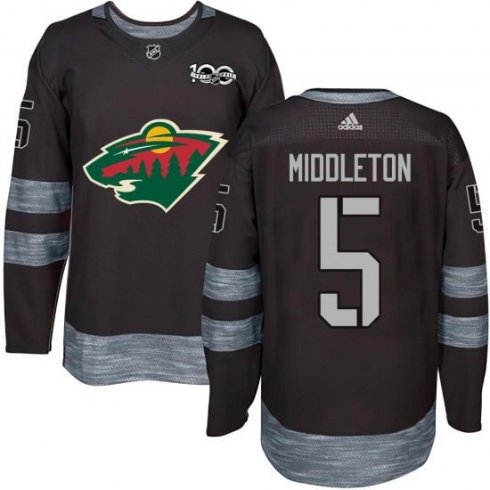 Authentic Youth Jake Middleton Black 1917-2017 100th Anniversary Jersey - NHL Minnesota Wild