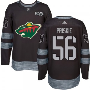 Authentic Youth Chase Priskie Black 1917-2017 100th Anniversary Jersey - NHL Minnesota Wild