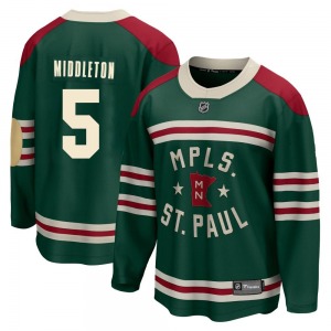 Breakaway Fanatics Branded Youth Jake Middleton Green 2022 Winter Classic Jersey - NHL Minnesota Wild