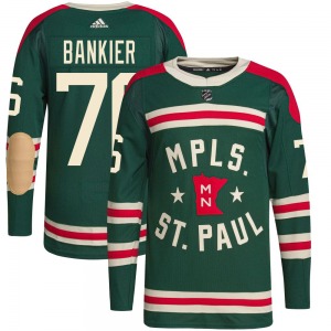 Authentic Adidas Youth Caedan Bankier Green 2022 Winter Classic Player Jersey - NHL Minnesota Wild