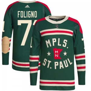 Authentic Adidas Youth Nick Foligno Green 2022 Winter Classic Player Jersey - NHL Minnesota Wild