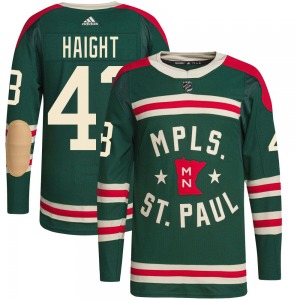 Authentic Adidas Youth Hunter Haight Green 2022 Winter Classic Player Jersey - NHL Minnesota Wild