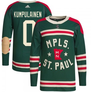 Authentic Adidas Youth Rasmus Kumpulainen Green 2022 Winter Classic Player Jersey - NHL Minnesota Wild