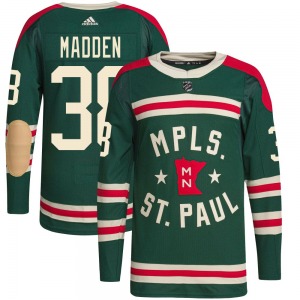 Authentic Adidas Youth Tyler Madden Green 2022 Winter Classic Player Jersey - NHL Minnesota Wild
