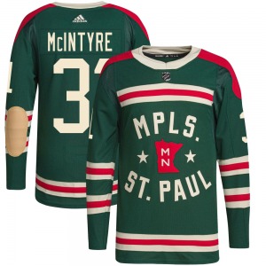 Authentic Adidas Youth Zane McIntyre Green 2022 Winter Classic Player Jersey - NHL Minnesota Wild