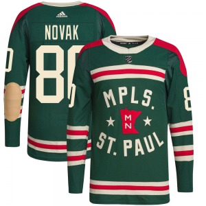 Authentic Adidas Youth Pavel Novak Green 2022 Winter Classic Player Jersey - NHL Minnesota Wild