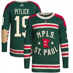 Authentic Adidas Youth Tyler Pitlick Green 2022 Winter Classic Player Jersey - NHL Minnesota Wild