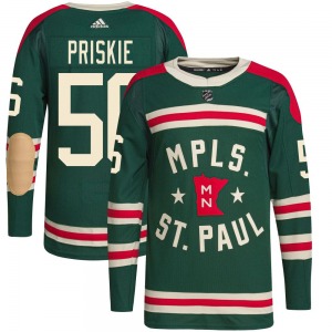Authentic Adidas Youth Chase Priskie Green 2022 Winter Classic Player Jersey - NHL Minnesota Wild