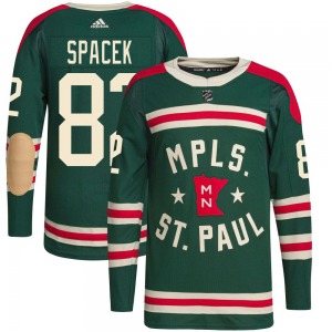 Authentic Adidas Youth David Spacek Green 2022 Winter Classic Player Jersey - NHL Minnesota Wild