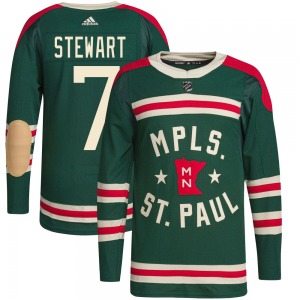 Authentic Adidas Youth Chris Stewart Green 2022 Winter Classic Player Jersey - NHL Minnesota Wild