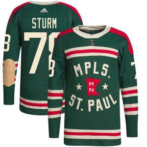 Authentic Adidas Youth Nico Sturm Green 2022 Winter Classic Player Jersey - NHL Minnesota Wild