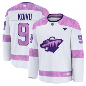Premium Fanatics Youth Mikko Koivu White 2024 Hockey Fights Cancer Practice Jersey - NHL Minnesota Wild