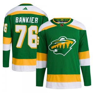 Authentic Adidas Youth Caedan Bankier Green Reverse Retro 2.0 Jersey - NHL Minnesota Wild