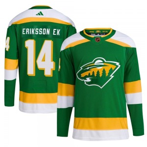 Authentic Adidas Youth Joel Eriksson Ek Green Reverse Retro 2.0 Jersey - NHL Minnesota Wild