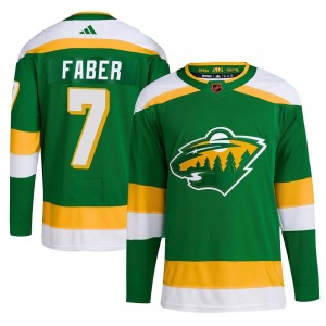 Authentic Adidas Youth Brock Faber Green Reverse Retro 2.0 Jersey - NHL Minnesota Wild