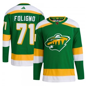 Authentic Adidas Youth Nick Foligno Green Reverse Retro 2.0 Jersey - NHL Minnesota Wild