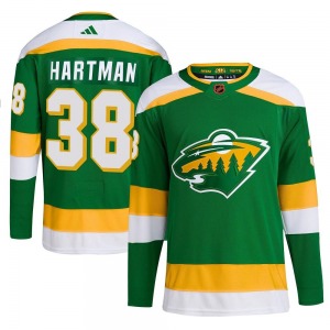 Authentic Adidas Youth Ryan Hartman Green Reverse Retro 2.0 Jersey - NHL Minnesota Wild