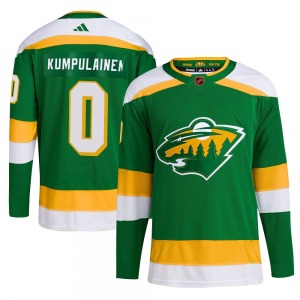 Authentic Adidas Youth Rasmus Kumpulainen Green Reverse Retro 2.0 Jersey - NHL Minnesota Wild