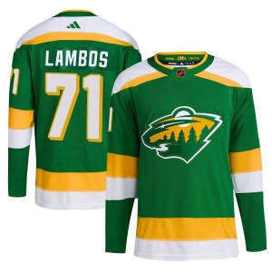 Authentic Adidas Youth Carson Lambos Green Reverse Retro 2.0 Jersey - NHL Minnesota Wild