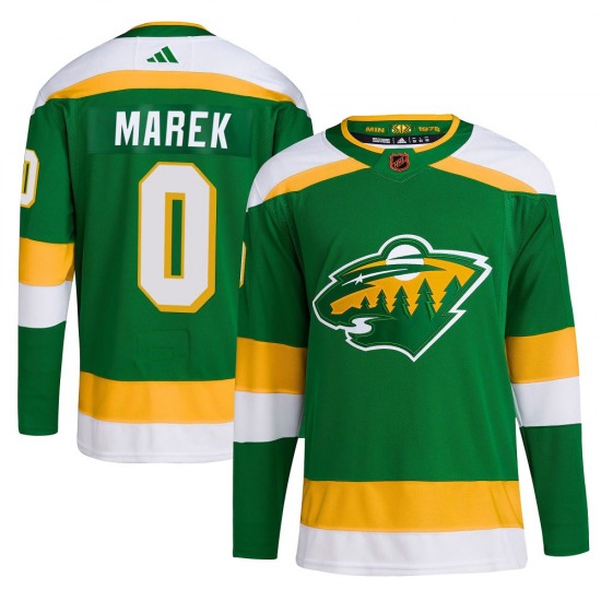 Authentic Adidas Youth Bradley Marek Green Reverse Retro 2.0 Jersey - NHL Minnesota Wild
