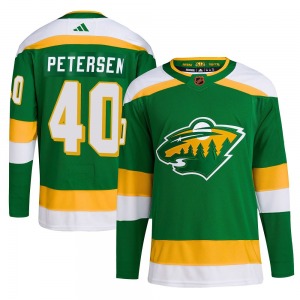 Authentic Adidas Youth Cal Petersen Green Reverse Retro 2.0 Jersey - NHL Minnesota Wild
