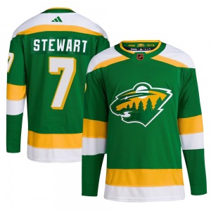Authentic Adidas Youth Chris Stewart Green Reverse Retro 2.0 Jersey - NHL Minnesota Wild