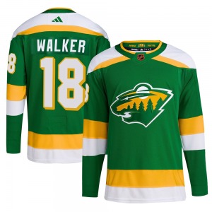 Authentic Adidas Youth Sammy Walker Green Reverse Retro 2.0 Jersey - NHL Minnesota Wild